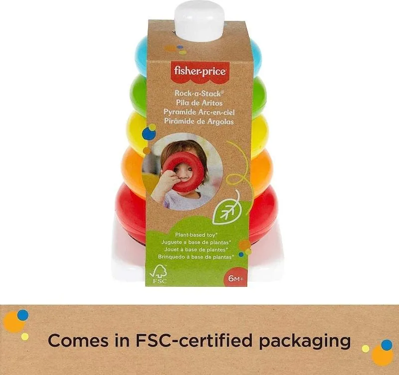 Fisher Price Rock-a-Stack ECO Classic Ring Stacking Baby Toy