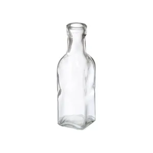 Glass Vintage Bottle Square Bud Vase (4.7x16cmH) Clear Square