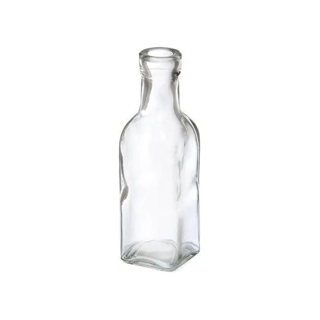 Glass Vintage Bottle Square Bud Vase (4.7x16cmH) Clear Square