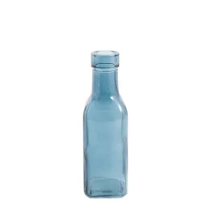 Glass Vintage Bottle Square Bud Vase (4.7x16cmH) French Blue Square