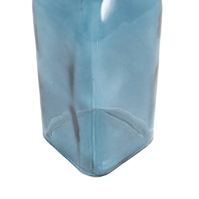 Glass Vintage Bottle Square Bud Vase (4.7x16cmH) French Blue Square