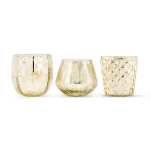 Gold Mercury Glass Votive Holder or Flower Vase Set (Set of 3 Different Sizes)