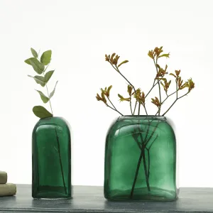Green Square Glass Bubble Vases