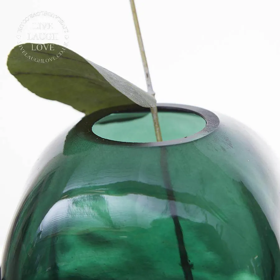 Green Square Glass Bubble Vases