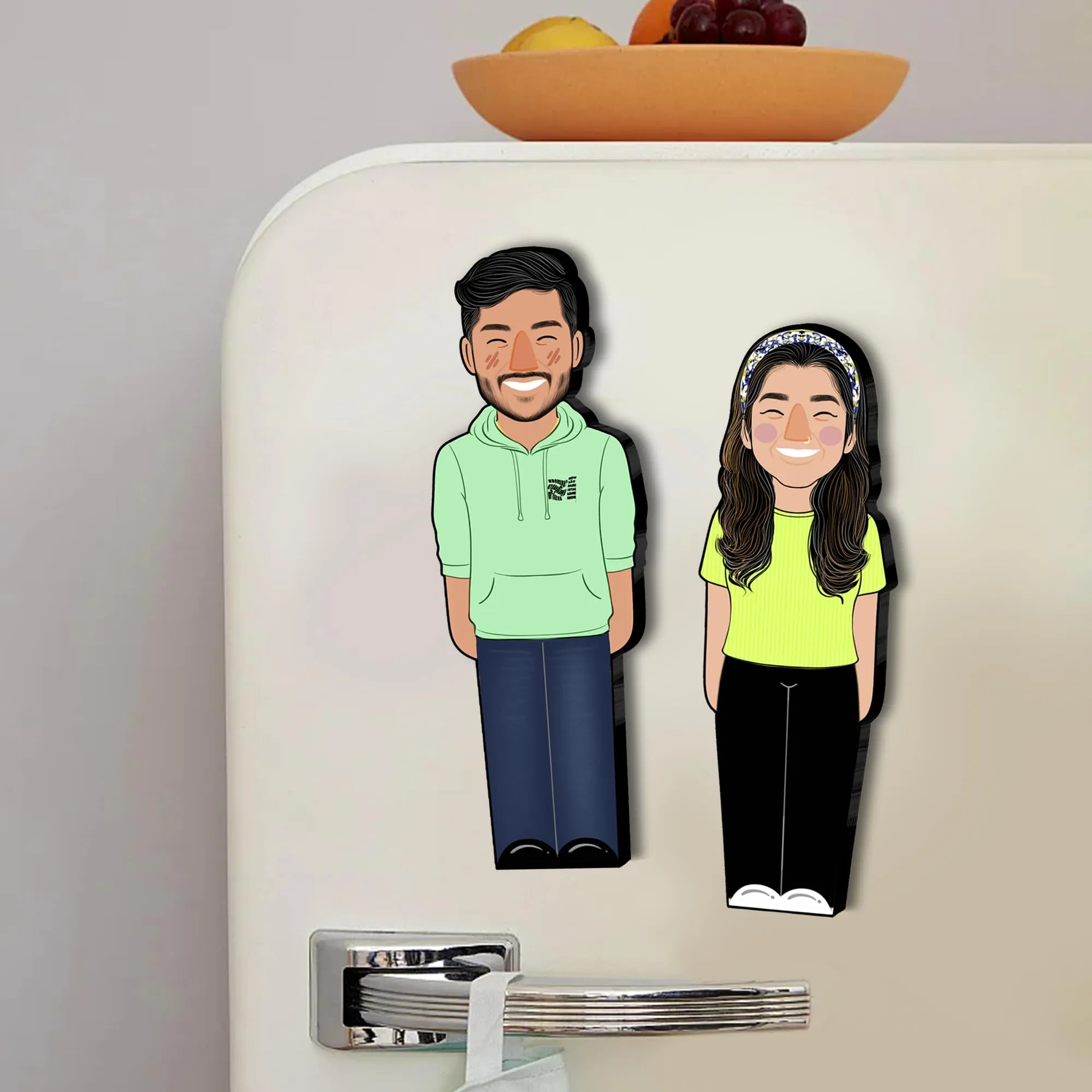 GULBONDA Personalized Couple Fridge Magnets (Set of 2), Gift for Anniversary, Birthday, Husband, Wife, Girlfriend | Customized, (Size: 16x5x0.8 cms)