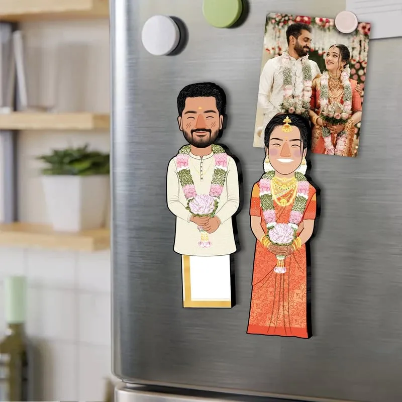 GULBONDA Personalized Couple Fridge Magnets (Set of 2), Gift for Anniversary, Birthday, Husband, Wife, Girlfriend | Customized, (Size: 16x5x0.8 cms)