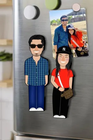GULBONDA Personalized Couple Fridge Magnets (Set of 2), Gift for Anniversary, Birthday, Husband, Wife, Girlfriend | Customized, (Size: 16x5x0.8 cms)