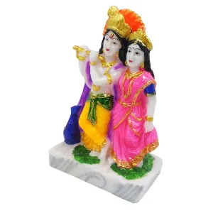 Happy Art Radha Krishna Murti Marble, Radha Krishna Statue for Home Decor Small Size- (Multicolour