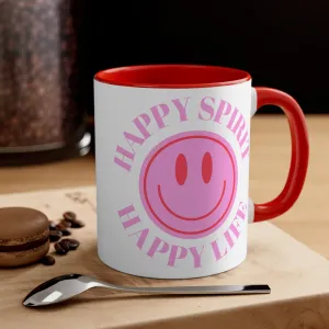 Happy Spirit Happy Life Aesthetic Mug, Smiley Face Mug, Trendy Coffee Mug, Tumblr Mug, Aesthetic Happy Life Gift, Aesthetic Happy Life