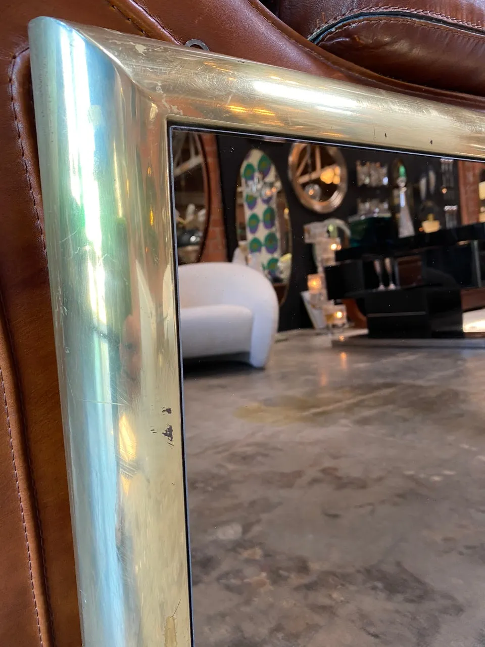 Italian Vintage Square Wall Mirror in Brass 1960s