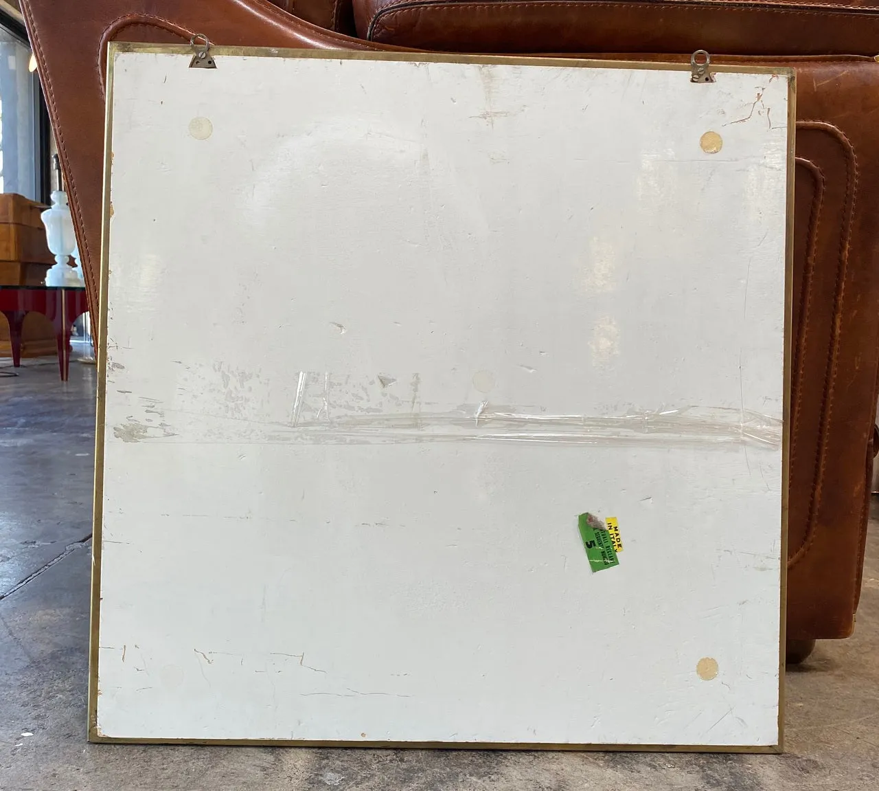 Italian Vintage Square Wall Mirror in Brass 1960s