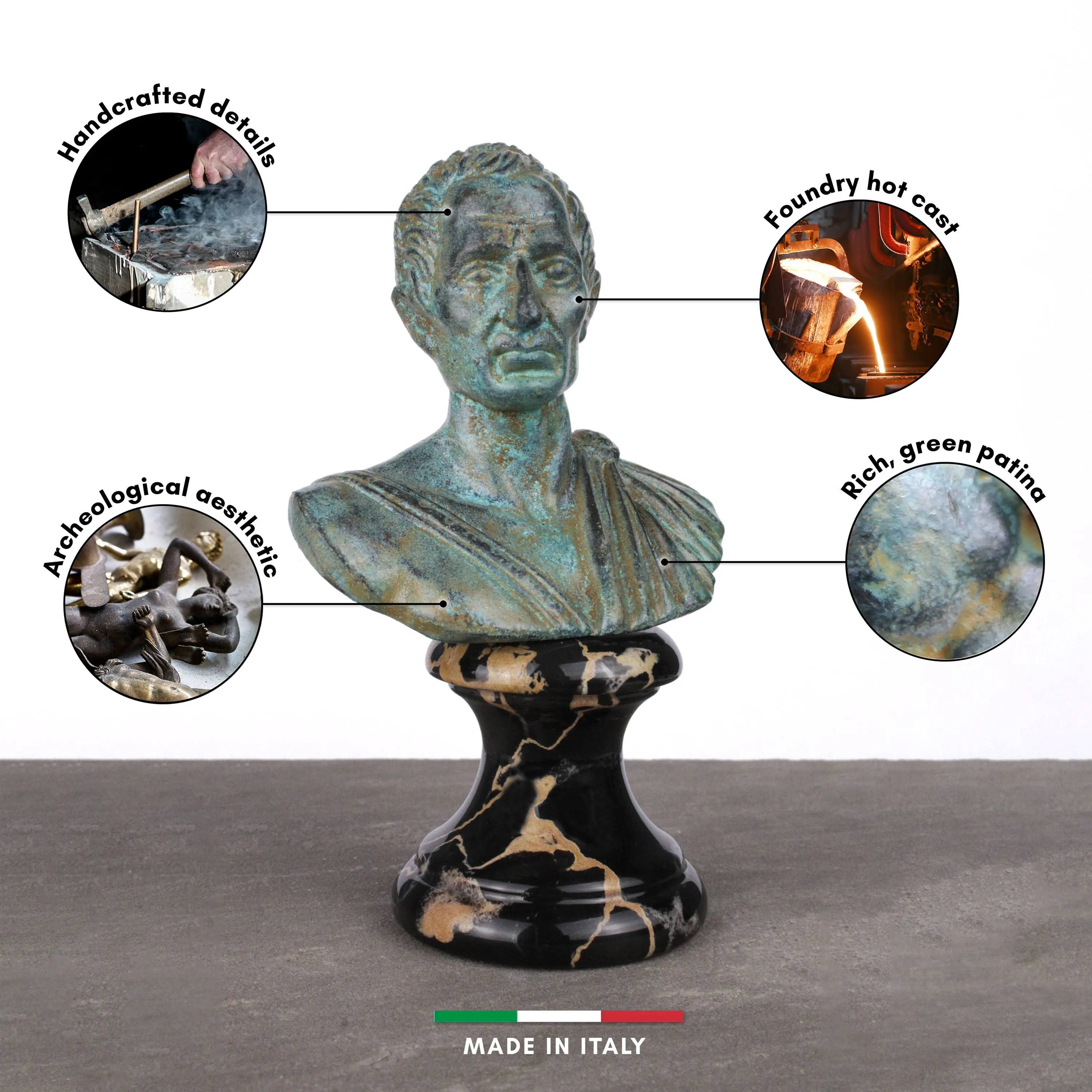 Julius Caesar Bust (Green Bronze)