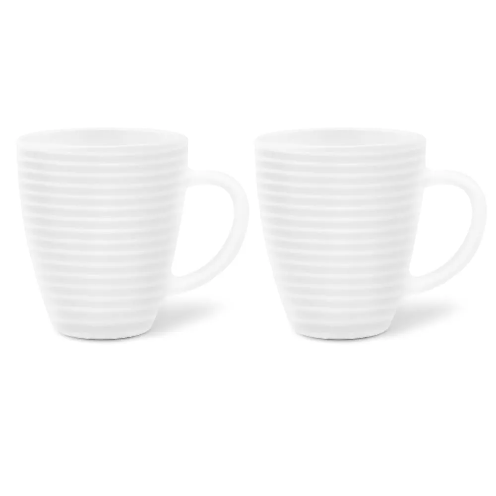 Larah by BOROSIL Orbit White Opalware Mug, Set of 2 Tea/Coffee Cups, 240 ml Each, Microwave & Dishwasher Safe, Bone-Ash Free, Crockery Set Ideal for Daily Use & Gifting