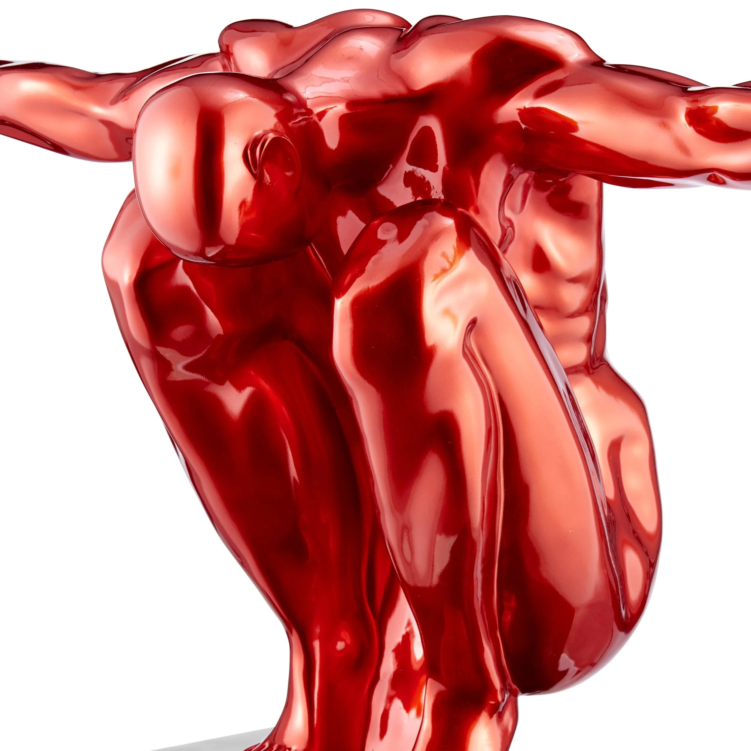 Large Saluting Man Resin Sculpture 37" Wide x 19" Tall // Metallic Red