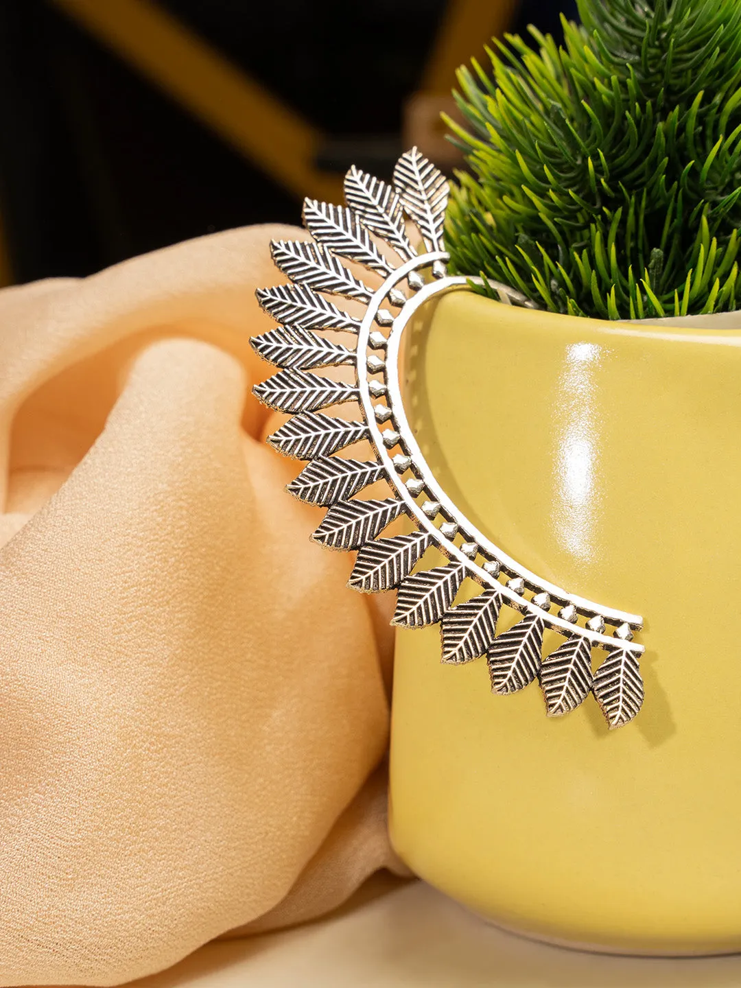 Leaf Handcrafted Silver Plated Earcuff