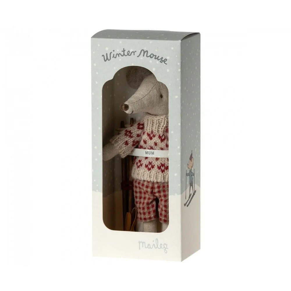 Maileg winter mouse mum with ski set