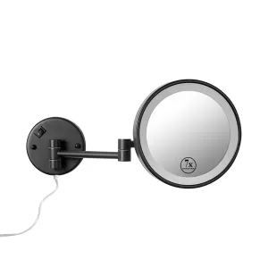 Makeup Mirror with Lights, Vanity Mirror with 7X Magnification Single Sided with White Light, Wall Mirror 8 Inch Led Magnifying Mirror for Bathroom (Black)