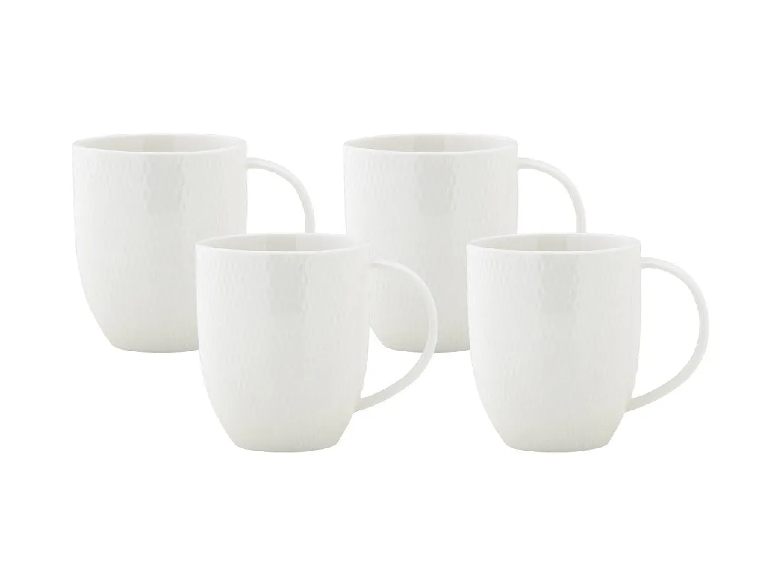 Maxwell & Williams White Basics Diamonds Coupe Mug 370ML Set of 4 GB