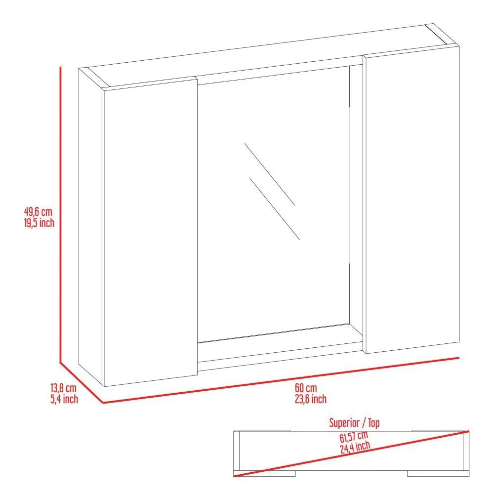 Medicine Cabinet, Double Door, Mirror, One External Shelf