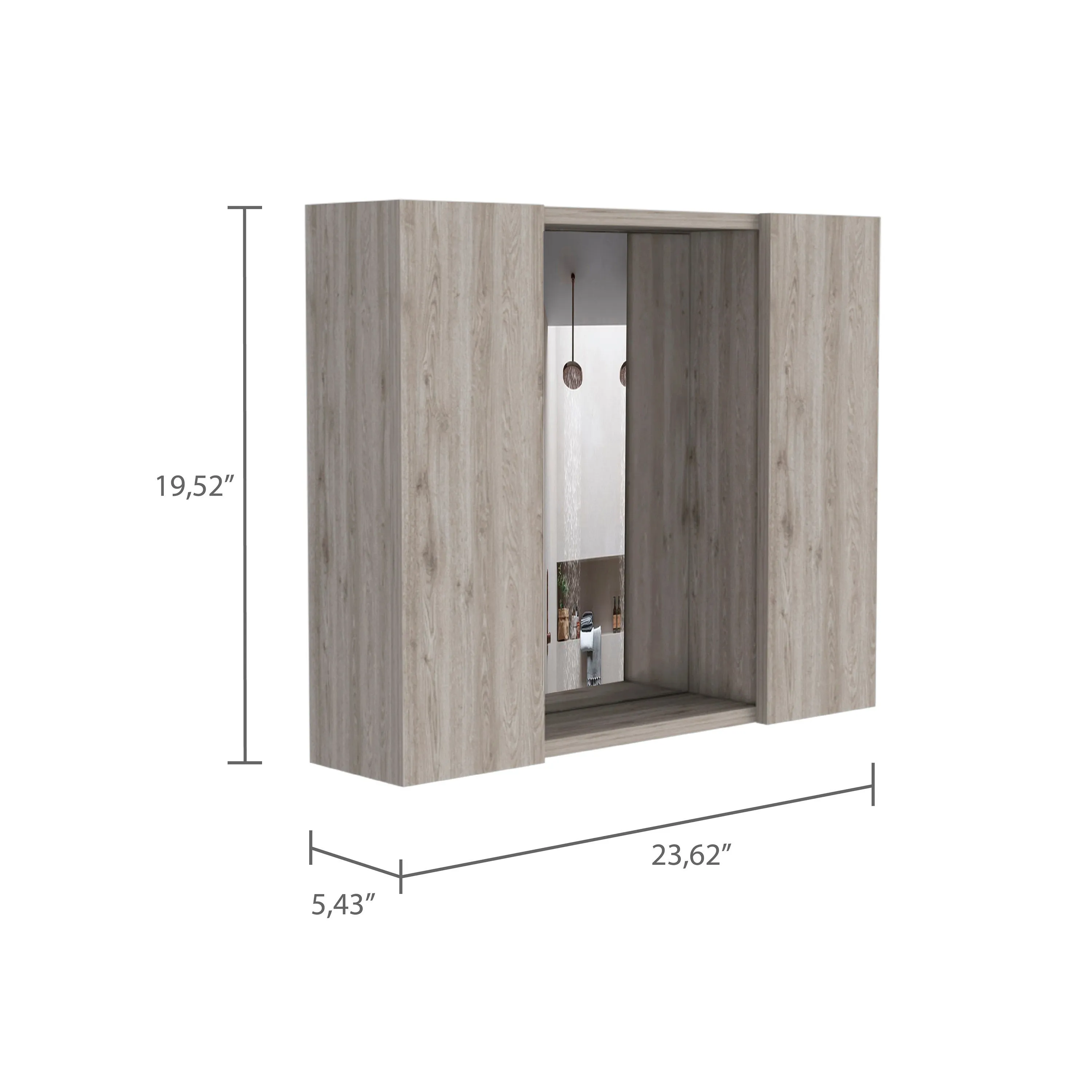 Medicine Cabinet, Double Door, Mirror, One External Shelf
