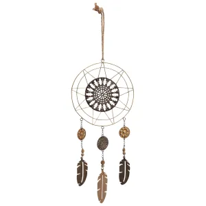 Metal 24" Dream Catcher Feather Tassel, Brown