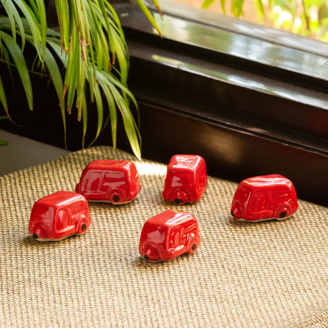'Mini Cars' Hand-Painted Miniature Décorative Showpieces In Ceramic (Set of 5)