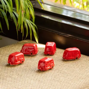 'Mini Cars' Hand-Painted Miniature Décorative Showpieces In Ceramic (Set of 5)