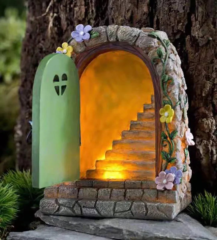 Miniature Fairy Garden Solar LED Stone Door