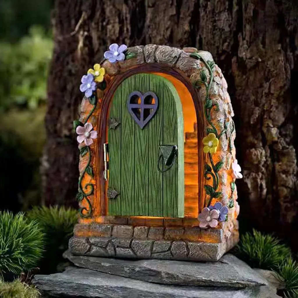 Miniature Fairy Garden Solar LED Stone Door