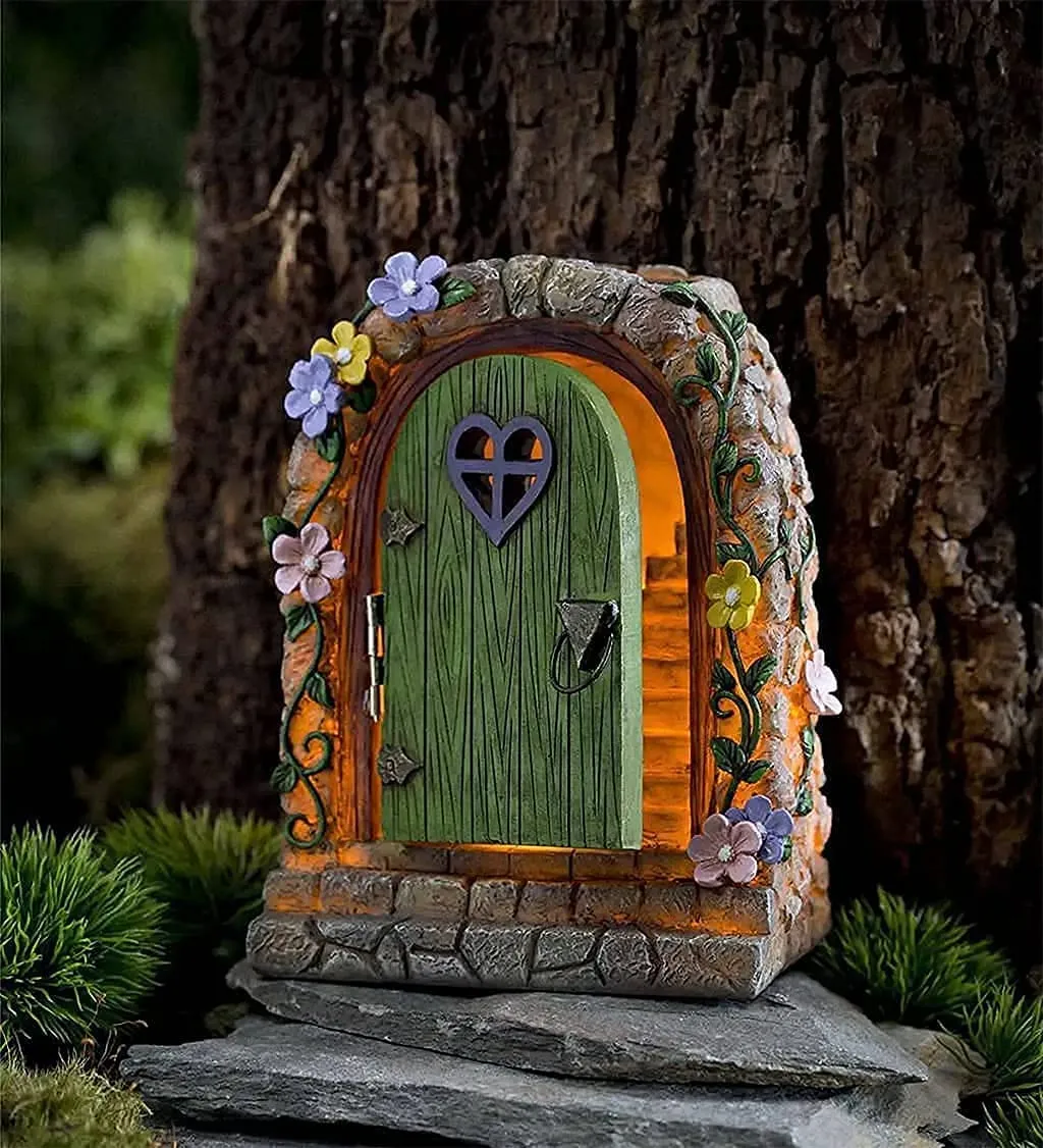Miniature Fairy Garden Solar LED Stone Door