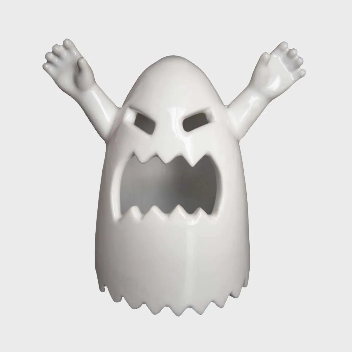 Mino il Fantasmino 2 - Hand-shaped and glazed white ceramic sculptures