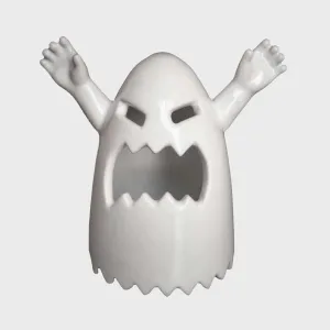 Mino il Fantasmino 2 - Hand-shaped and glazed white ceramic sculptures