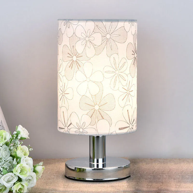 Modern Art Deco Round Hardware Fabric 1-Light Table Lamp For Bedroom