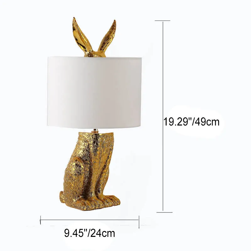 Modern Creative Cylindrical Golden Rabbit Lamp Body 1-Light Table Lamp