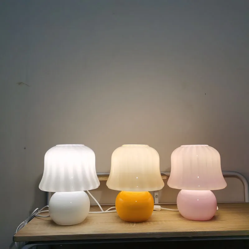 Modern Creative Solid Color Mushroom Design Glass 1-Light Table Lamp