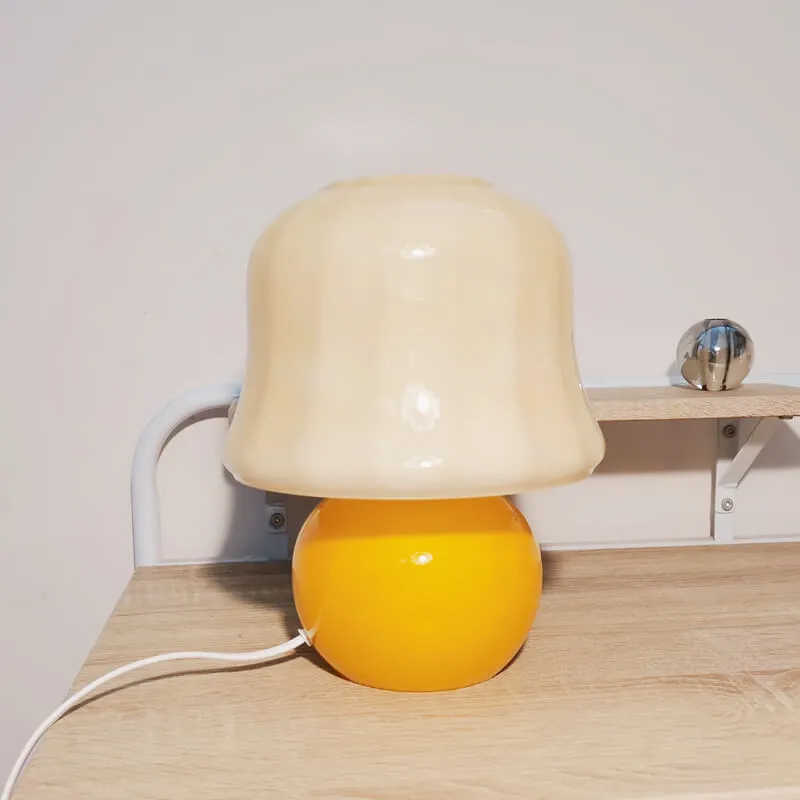 Modern Creative Solid Color Mushroom Design Glass 1-Light Table Lamp