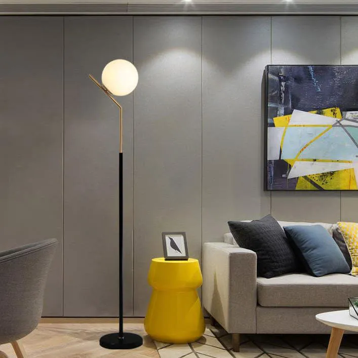 Modern Creative Wrought Iron Long Sphere 1-Light Standing Floor Lamp