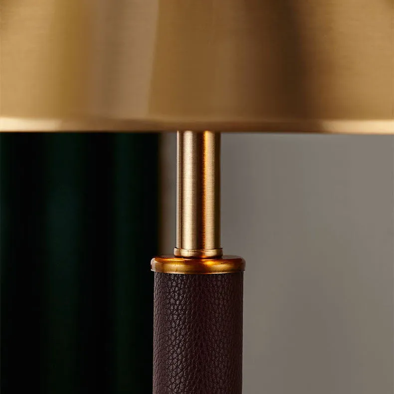 Modern Light Luxury Cone Leather Column 2-Light Table Lamp