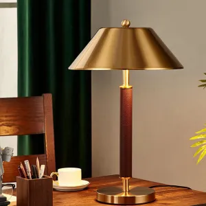 Modern Light Luxury Cone Leather Column 2-Light Table Lamp