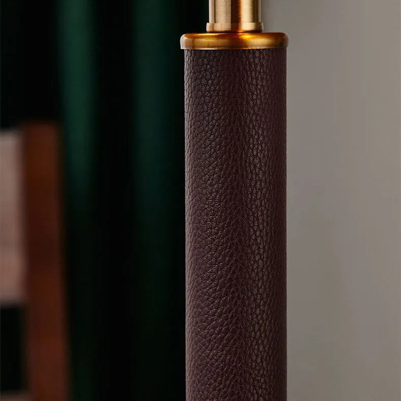 Modern Light Luxury Cone Leather Column 2-Light Table Lamp