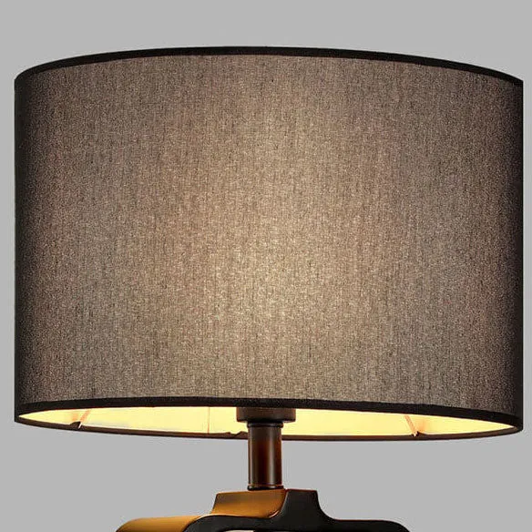 Modern Minimalist Metal Ring Base Fabric Drum 1-Light Table Lamp