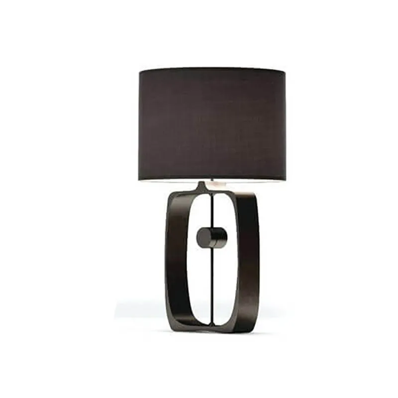 Modern Minimalist Metal Ring Base Fabric Drum 1-Light Table Lamp
