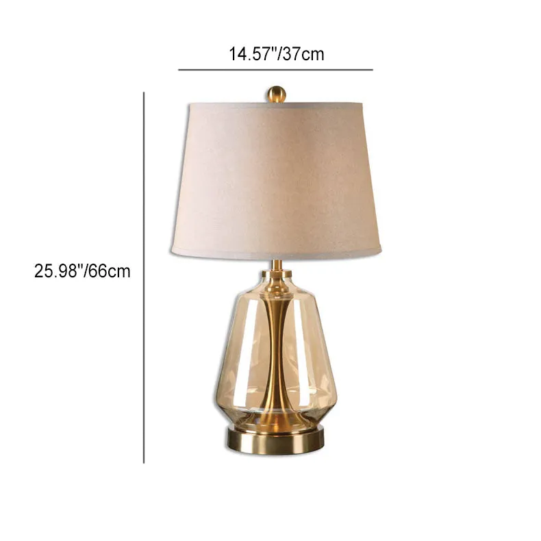 Modern Minimalist Vase Base Glass Fabric 1-Light Table Lamp