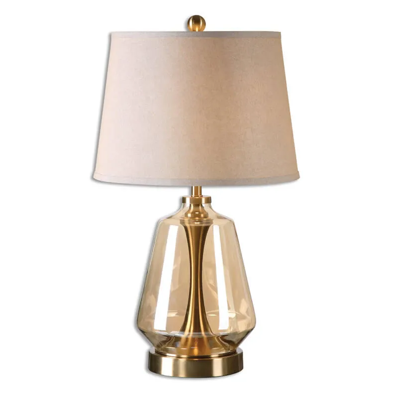 Modern Minimalist Vase Base Glass Fabric 1-Light Table Lamp