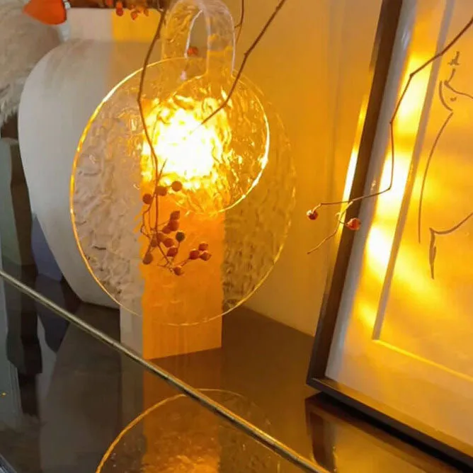 Modern Romantic Solid Wood Rotating Water Pattern LED Table Lamp