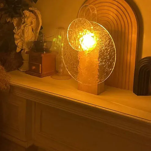 Modern Romantic Solid Wood Rotating Water Pattern LED Table Lamp