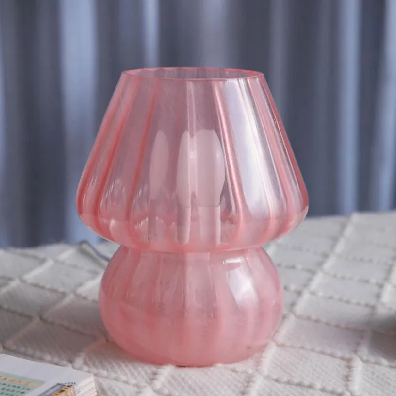 Modern Simplicity Glass Mushroom 1-Light Table Lamp For Bedroom
