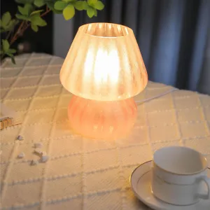 Modern Simplicity Glass Mushroom 1-Light Table Lamp For Bedroom