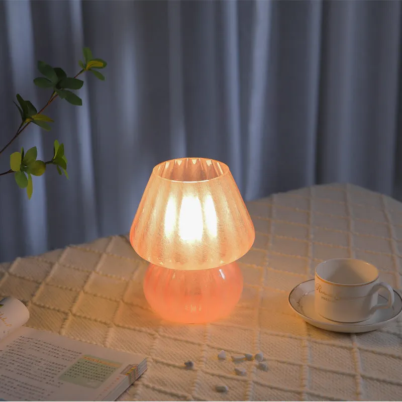 Modern Simplicity Glass Mushroom 1-Light Table Lamp For Bedroom
