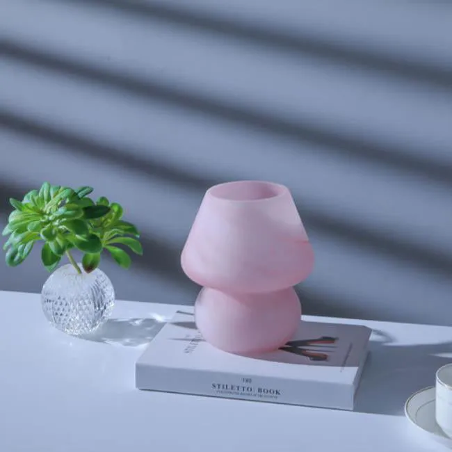 Modern Simplicity Glass Mushroom 1-Light Table Lamp For Bedroom